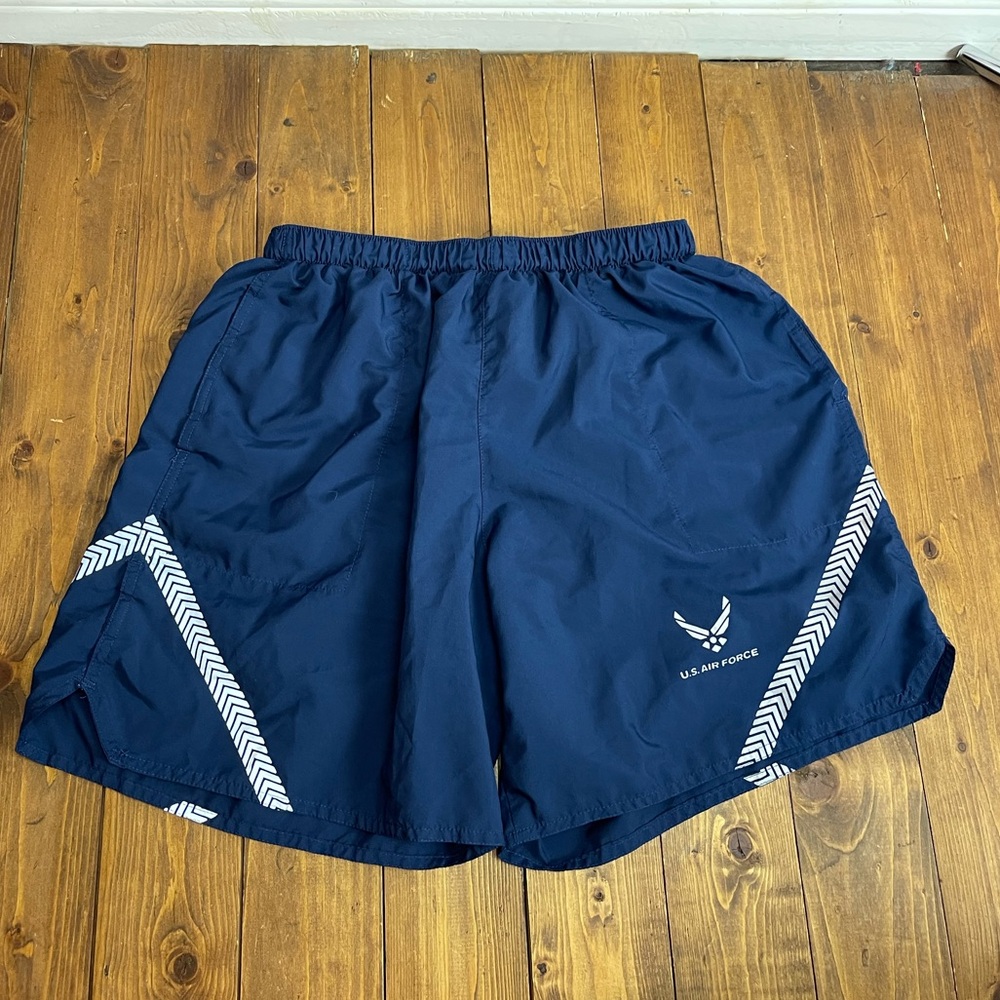 Mens US Air Force lined swim trunks size medium navy blue
